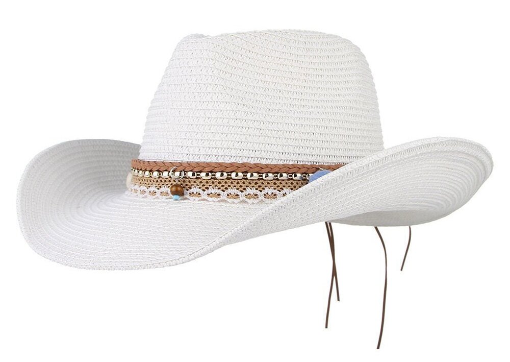 4736 Cowboy Cowgirl Floppy Sun Hat Fedora Straw Wide Brim Bucket Beach Cap